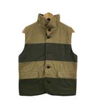 masterkey ベスト スタンドカラー ラウンドカラー 切替 ボーダー 迷彩 中綿 L 緑 茶 グリーン ブラウン