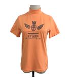 カステルバジャック CASTELBAJAC カットソー Tシャツ プルオーバー ハイネック スポーツウェア プリント ロゴ 総柄 半袖 2 オレンジ 青 ブルー