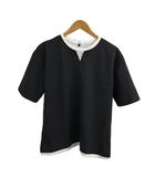 アー・ヴェ・ヴェ ミッシェルクラン a.v.v Tシャツ カットソー プルオーバー クルーネック レイヤード 風 切替 無地 半袖 L グレー 白 ホワイト