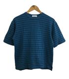 グリーンレーベルリラクシング ユナイテッドアローズ green label relaxing Tシャツ カットソー プルオーバー クルーネック 総柄 ボーダー 半袖 S 青 緑 ブルー グリーン