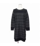 ワンピース ニット ボーダー モヘア混 M グレー 黒