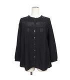 ルクールブラン le.coeur blanc カットワークレースブラウス 長袖 綿 コットン 38 黒 ブラック