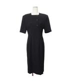 ピエールカルダン Pierre Cardin ブラックフォーマル ワンピース ノーカラー ウール 半袖 9 黒 ブラック