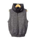 自由区 オンワード樫山 ダウンベスト ニット切替 リバーシブル 40 グレー