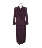 ノンノンドール non non dorl ムッシュ榊 スーツ セットアップ ジャケット スカート ビーズ フロッキープリント 花 レース 紫 パープル