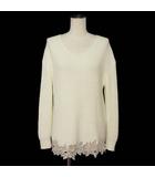 アプワイザーリッシェ Apuweiser-riche ニット セーター 裾レース 刺繍 花 1 白