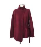 エモダ EMODA コントラストベルトシャープニット セーター ハイネック アシンメトリー アクリル F バーガンディ