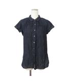 ギャップ GAP シャツ ブラウス ストライプ ラメ 半袖 S 紺 ネイビー