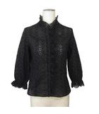 コムサイズム COMME CA ISM シャツ ブラウス レース カットワーク 七分袖 M 黒