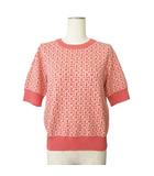 ドゥクラッセ DoCLASSE ロゴジャカードニット 半袖プルオーバー L-XL ピンク