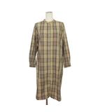 ショコラフィネローブ chocol raffine robe 前あき柄ワンピース シャツワンピース チェック ロング F ベージュ