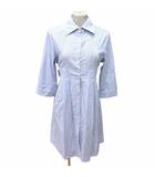  C.P.A シャツワンピース ひざ丈 ストライプ 長袖 13AR L 青 ブルー 白 ホワイト /YK