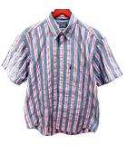 チャップス CHAPS RALPH LAUREN シャツ ボタンダウン 半袖 ストライプ L 紺 ネイビー /RT