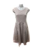 エフデ ef-de ワンピース ひざ丈 フレンチスリーブ 9 M ベージュ /YI