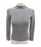 エフデ ef-de ニット カットソー ハイネック ボーダー 長袖 ウール 9 M 黒 ブラック 白 ホワイト /YK