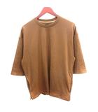 コムサコミューン COMME CA COMMUNE カットソー Tシャツ クルーネック 五分袖 L 茶 ブラウン /AU