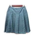 マークジェイコブス MARC JACOBS フレアスカート ミモレ ロング 総柄 絹 シルク 4 L 青 ブルー /YI
