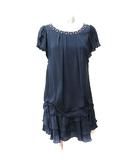 エフデ ef-de ワンピース ひざ丈 フレンチスリーブ ティアード 7 S 紺 ネイビー /YI