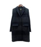 マカフィー MACPHEE トゥモローランド チェスターコート ボーダー 総裏地 ウール 38 M グレー 紺 ネイビー /MN