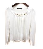 カットソー Uネック 長袖 M 白 ホワイト /RT ●RY