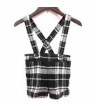 ベベ bebe ショートパンツ サスペンダー チェック ウール 90 黒 ブラック 白 ホワイト /YK ●RY