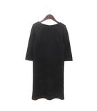 ワンピース ひざ丈 ウール アンゴラ混 七分袖 40 黒 ブラック /MS