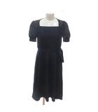 エフデ ef-de キャミワンピース ロング カーディガン 透かし編み 半袖 インナーキャミソール 9 紺 ネイビー /MS