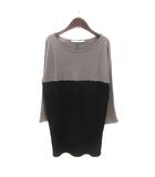 ブラック バイ マウジー BLACK by moussy ニットワンピース ミニ ボートネック 長袖 F グレージュ 黒 ブラック /MS