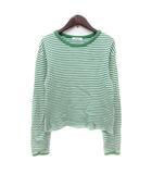 フリークスストア FREAKS STORE カットソー Tシャツ クルーネック ボーダー 長袖 リブ F 緑 グリーン /MN