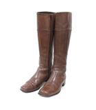  ワグ WAG ロングブーツ レザー スクエアトゥ スタックヒール サイドジップ 23.5cm 茶 ブラウン /MN