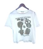 ザラ ZARA カットソー Tシャツ ラウンドネック プリント 半袖 L 白 ホワイト /AU