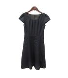 エフデ ef-de ワンピース ひざ丈 半袖 ウール 9 M 黒 ブラック /MN