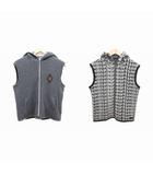 ミラショーン mila schon パーカー ニット リバーシブル ジップアップ 総柄 ノースリーブ ウール 40 L グレー 白 ホワイト 黒 ブラック /YK