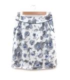 タイトスカート ひざ丈 花柄 3 白 ホワイト 青 ブルー グレー /MS