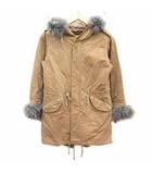 ユナイテッドアローズ UNITED ARROWS モッズコート ジップアップ 総裏地 ライナー付き フード ラクーンファー 36 S ベージュ /YK