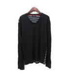 カットソー 長袖 切替 ボーダー 3 M～L 黒 ブラック /YI