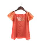  エマーブル AIMABLE Tシャツ カットソー レース プリント フレンチスリーブ 半袖 130 オレンジ 白 ホワイト 金色 ゴールドカラー /MS ●RY
