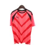 プーマ PUMA スポーツウェア カットソー Tシャツ 総柄 半袖 ロゴプリント 蛍光カラー S オレンジ /MN