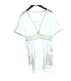 ミラショーン mila schon ワンピース ミニ 花柄 半袖 40 M アイボリー 白 ホワイト /AU