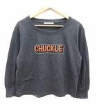 Tシャツ カットソー クルーネック ロゴプリント 長袖 チャコールグレー /YK