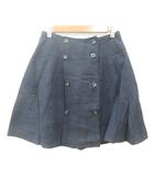 フレアスカート ミニ ウール 42 M 紺 ネイビー /MN
