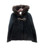 エフデ ef-de コート ショート 総裏地 ウール フォックスファー 7 S 黒 ブラック /MN