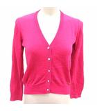 カーディガン ニット Vネック 透かし編み レース 長袖 34 XS ピンク /YK