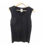 タンクトップ Vネック 絹 シルク カシミヤ混 1 S 黒 ブラック /YK