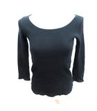 シップス SHIPS カットソー Tシャツ ボートネック ワッフル地 七分袖 黒 ブラック /AU