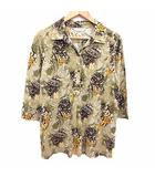 チャージ CHARGE ポロシャツ ニット スキッパーカラー 総柄 七分袖 L ベージュ /YK