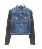 アールジーン Earl Jean デニムジャケット ジージャン Gジャン 切替 ニット ウール S インディゴ 深緑 ダークグリーン /YK