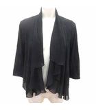 カーディガン ニット 切替 シフォン 七分袖 M 黒 ブラック /YK