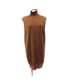 イエナ IENA ニットワンピース ひざ丈 ハイネック ノースリーブ 茶 ブラウン /YI