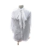 ヒューマンウーマン HUMAN WOMAN シャツ ブラウス シアー 七分袖 ボウタイ リボン 2 M 白 ホワイト /YI